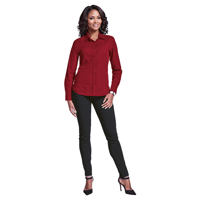Barron Basic Poly Cotton Blouse Long Sleeve Ladies