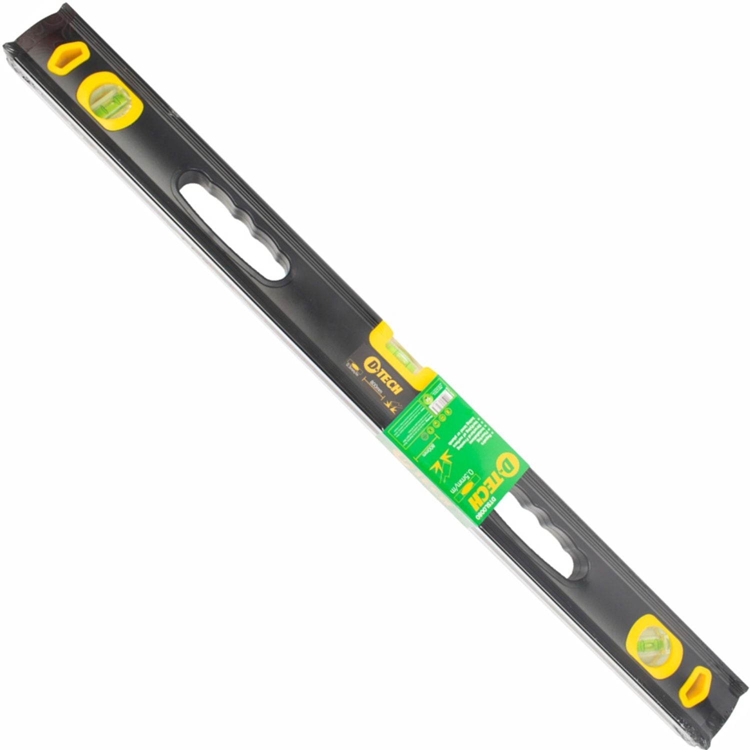 800mm aluminium spirit level beam with black body and yellow vials