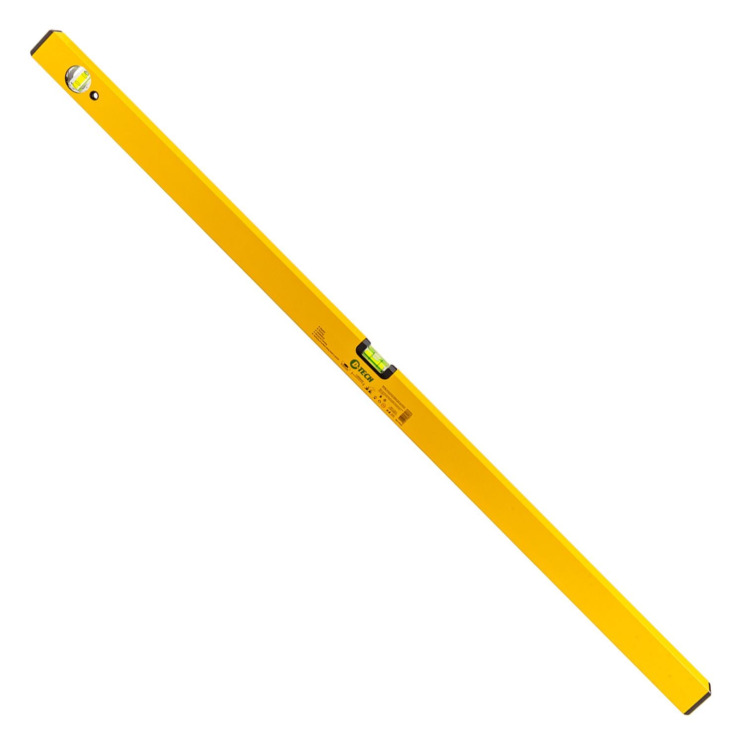 Yellow aluminium spirit level box, 1200mm tool with two vials