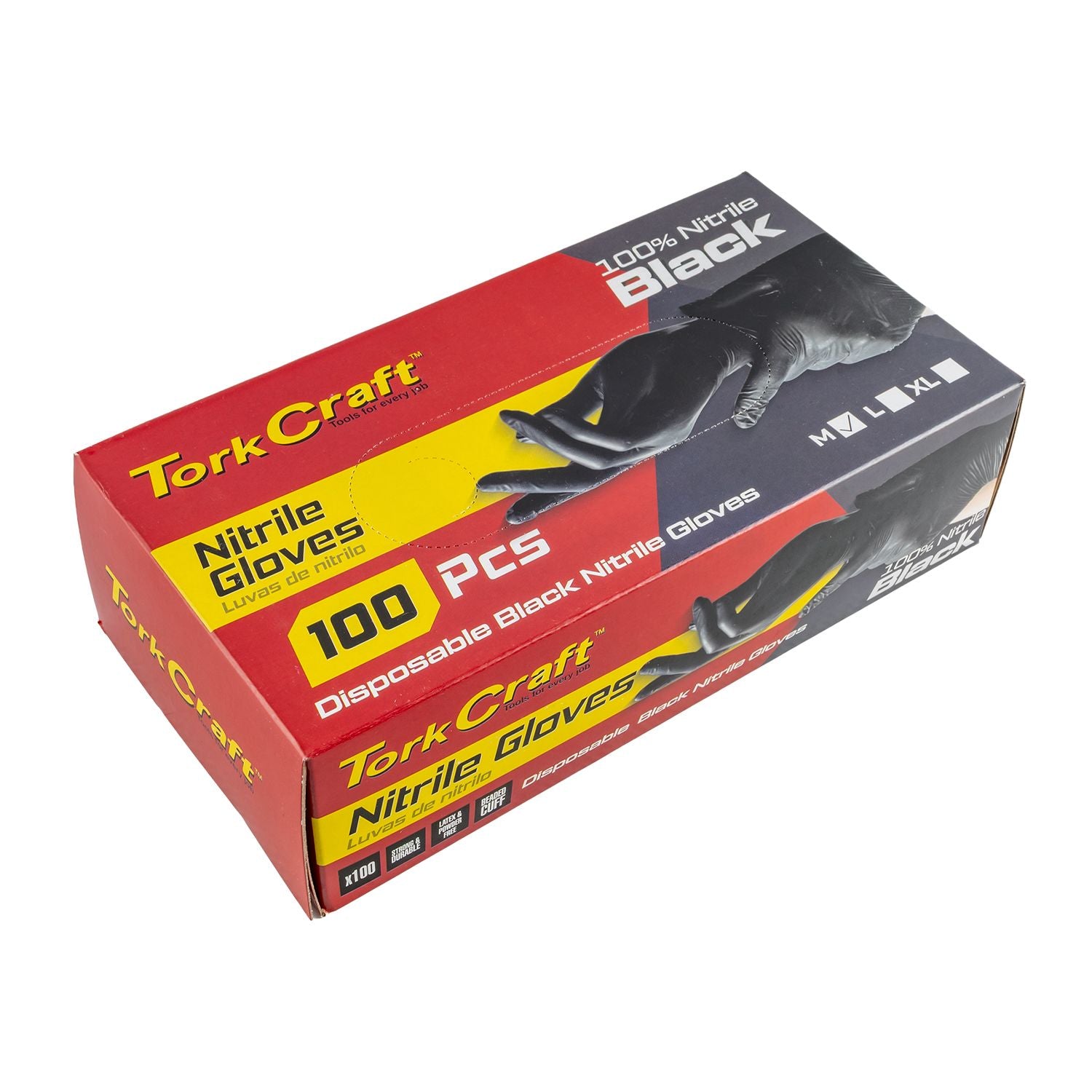 Black nitrile disposable gloves, 100-count box, medium/duty work gloves
