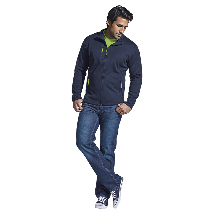 Men's Finch zip-front jacket in navy with neon trim