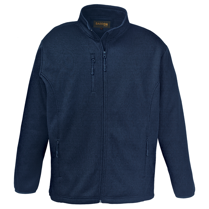 Men's Finch jacket in navy with zip front, stand collar, and side zip pockets