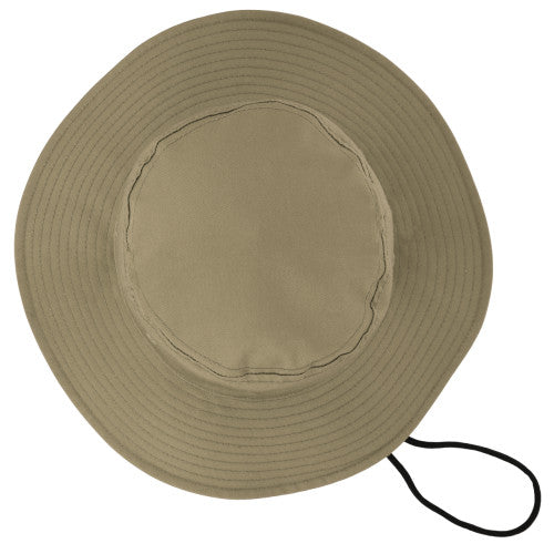 Khaki bush floppy hat with textured brim and stitched top panel