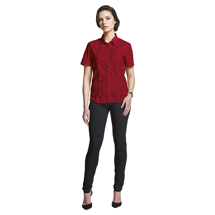 Barron Basic Poly Cotton Blouse Short Sleeve Ladies