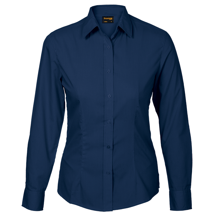 Barron Basic Poly Cotton Blouse Long Sleeve Ladies