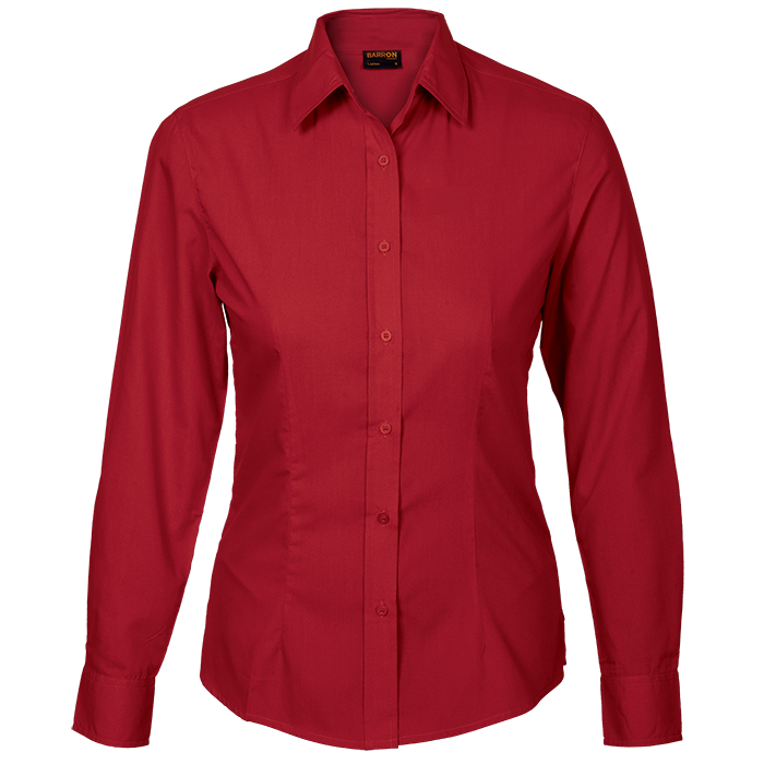 Barron Basic Poly Cotton Blouse Long Sleeve Ladies