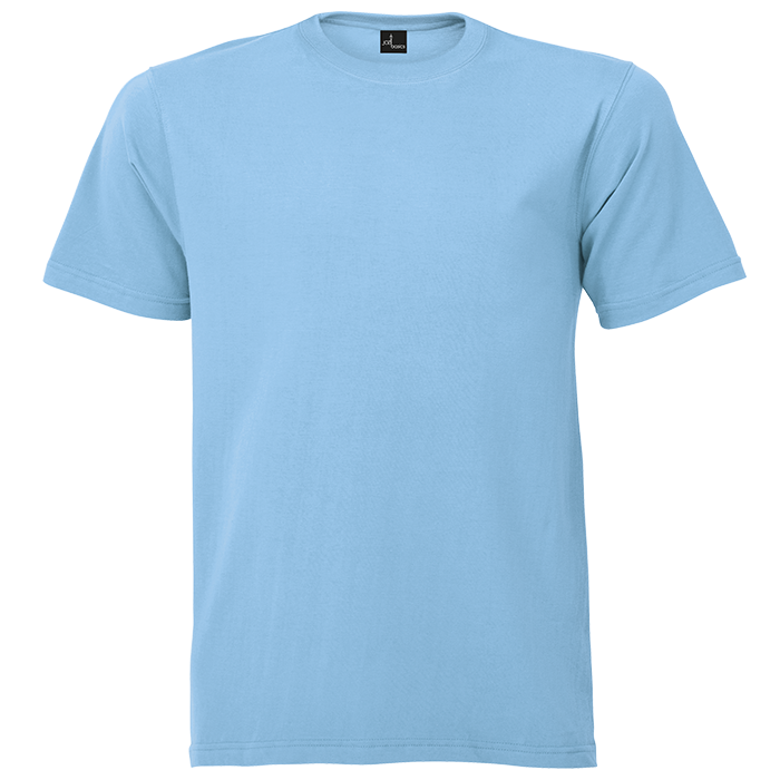 Blue 145g promo T-shirt with crew neck and short sleeves