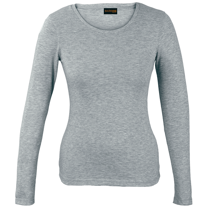 Ladies long sleeve t-shirt, light grey, crew neck