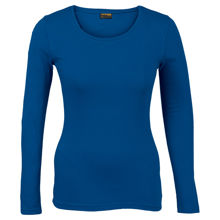 Ladies long sleeve t-shirt, royal blue, crew neck