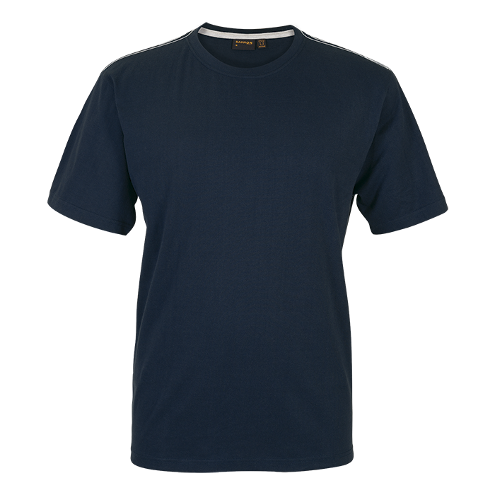 Navy crew neck T-shirt with short sleeves and ribbed crew collar