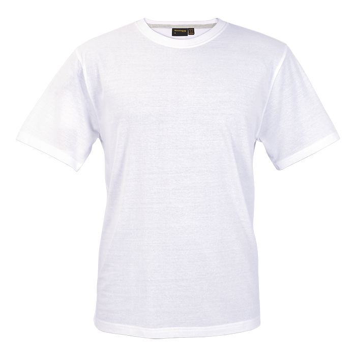 White crew neck T-shirt with short sleeves and ribbed crew collar