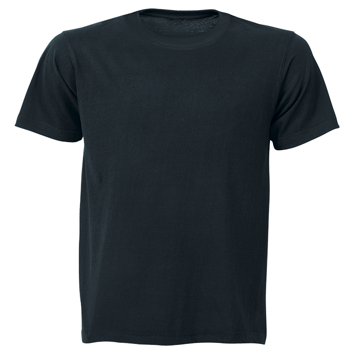 Dark navy cotton T-shirt with crew neck and short sleeves.
