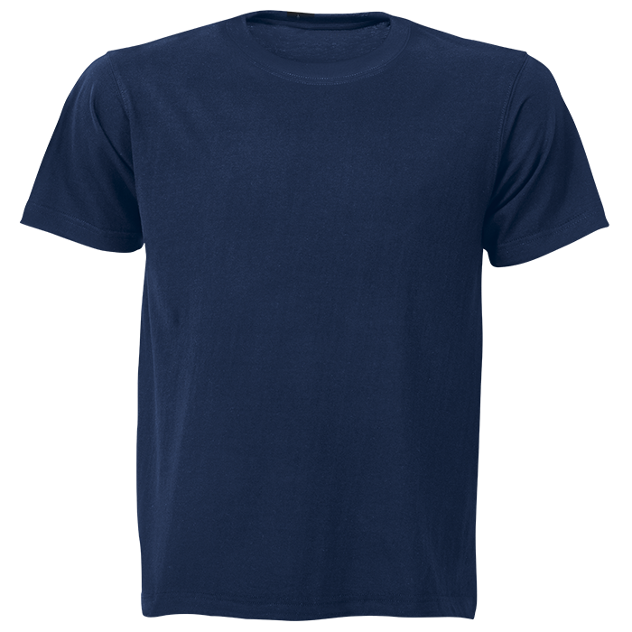 Indigo cotton T-shirt with crew neck and short sleeves.