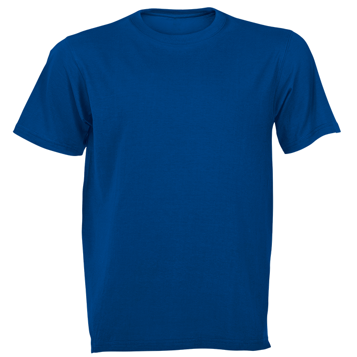 Royal blue cotton T-shirt with crew neck and short sleeves.