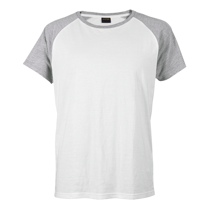 Barron raglan baseball T-shirt in white with gray raglan sleeves