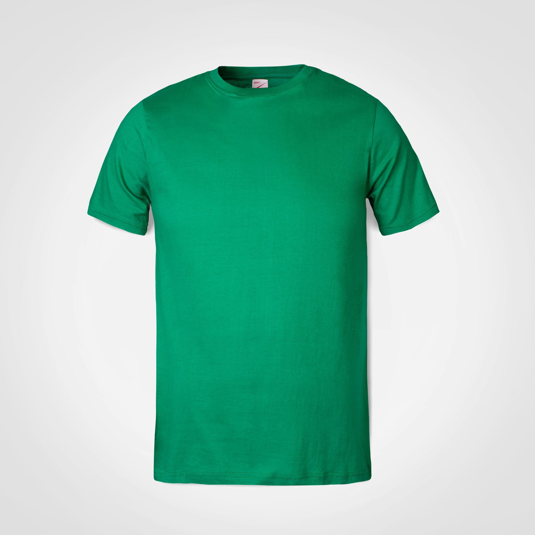 Green crew-neck short-sleeve T-shirt, pullover style.