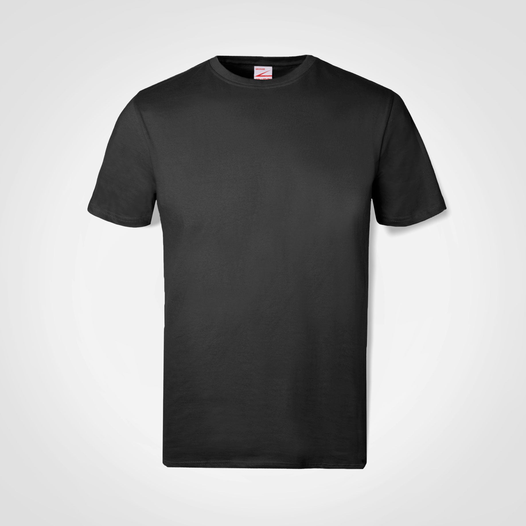 Charcoal crew-neck short-sleeve T-shirt, pullover style.