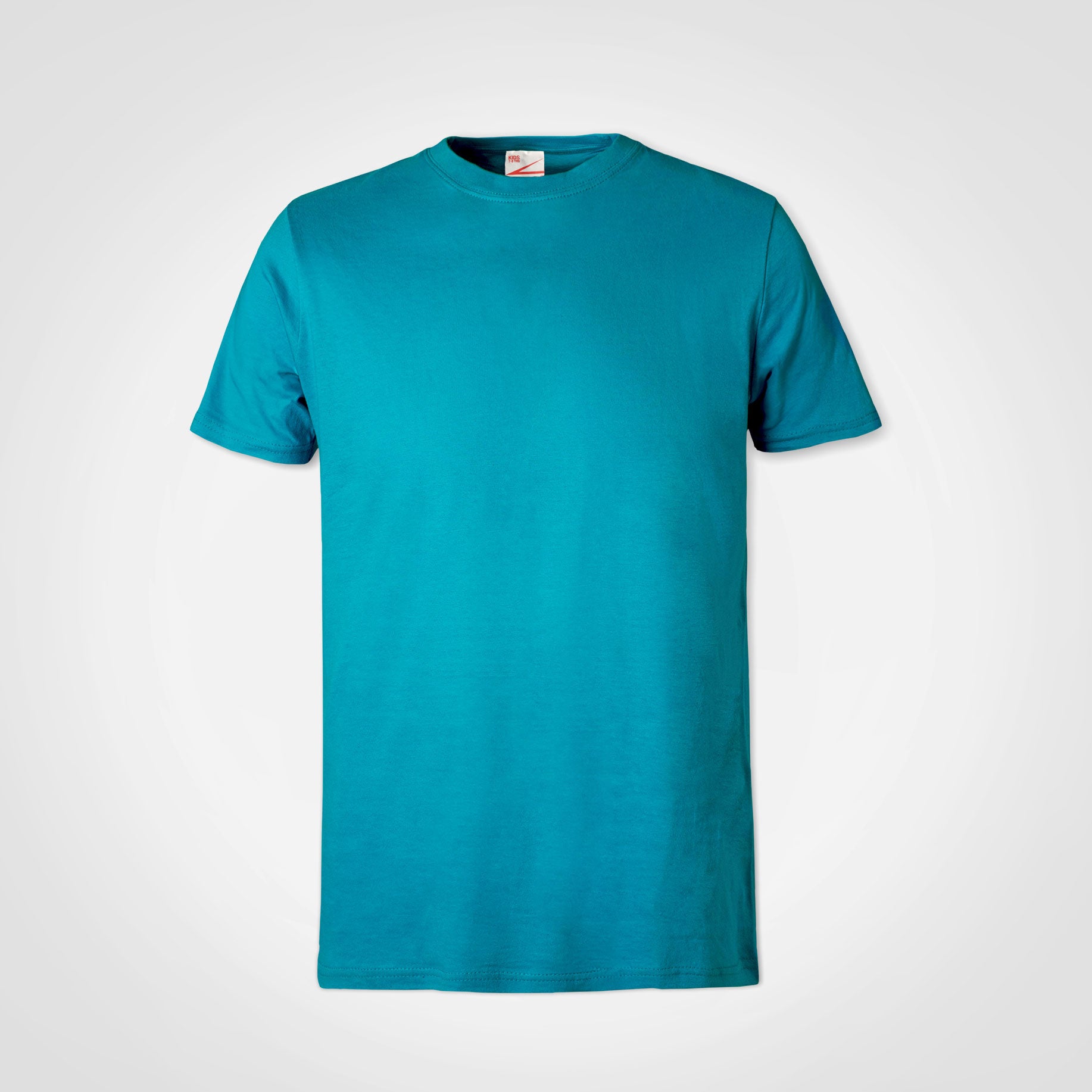Kids crew-neck T-shirt in turquoise teal, short sleeves, plain front