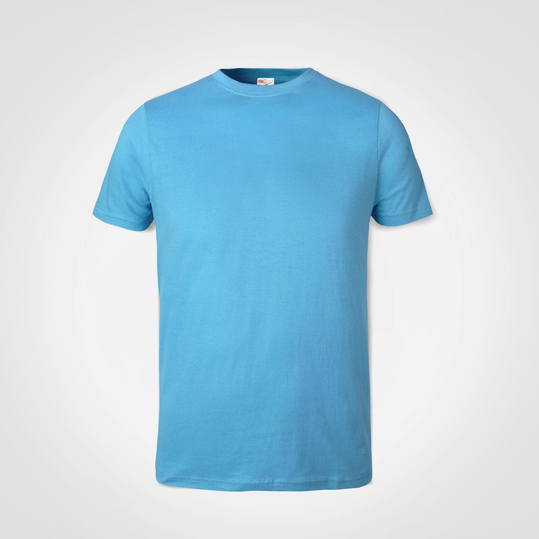 Kids crew-neck T-shirt in light blue, short sleeves, plain front