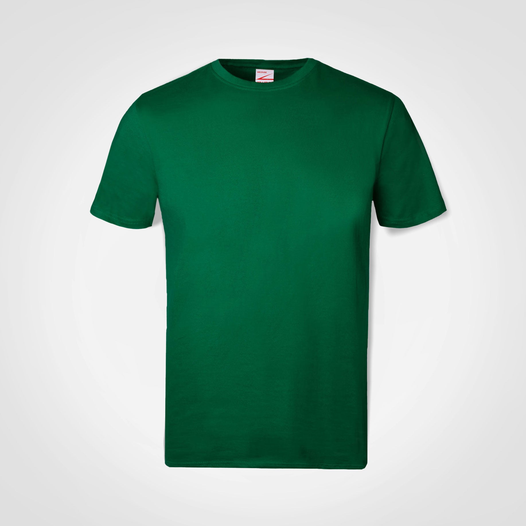 Deep green crew-neck short-sleeve T-shirt, pullover style.