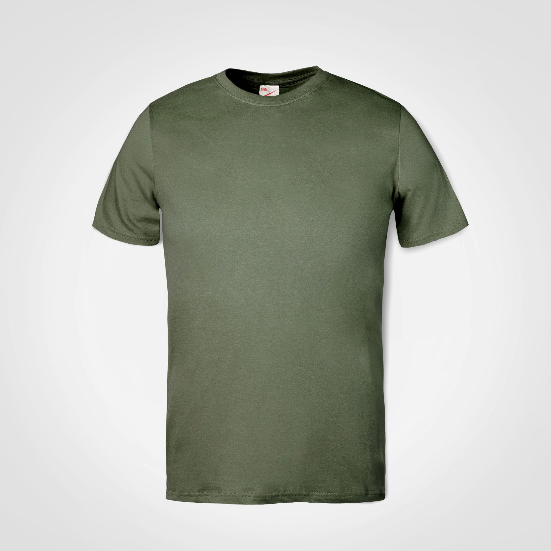 Kids crew-neck T-shirt in olive green, short sleeves, plain front