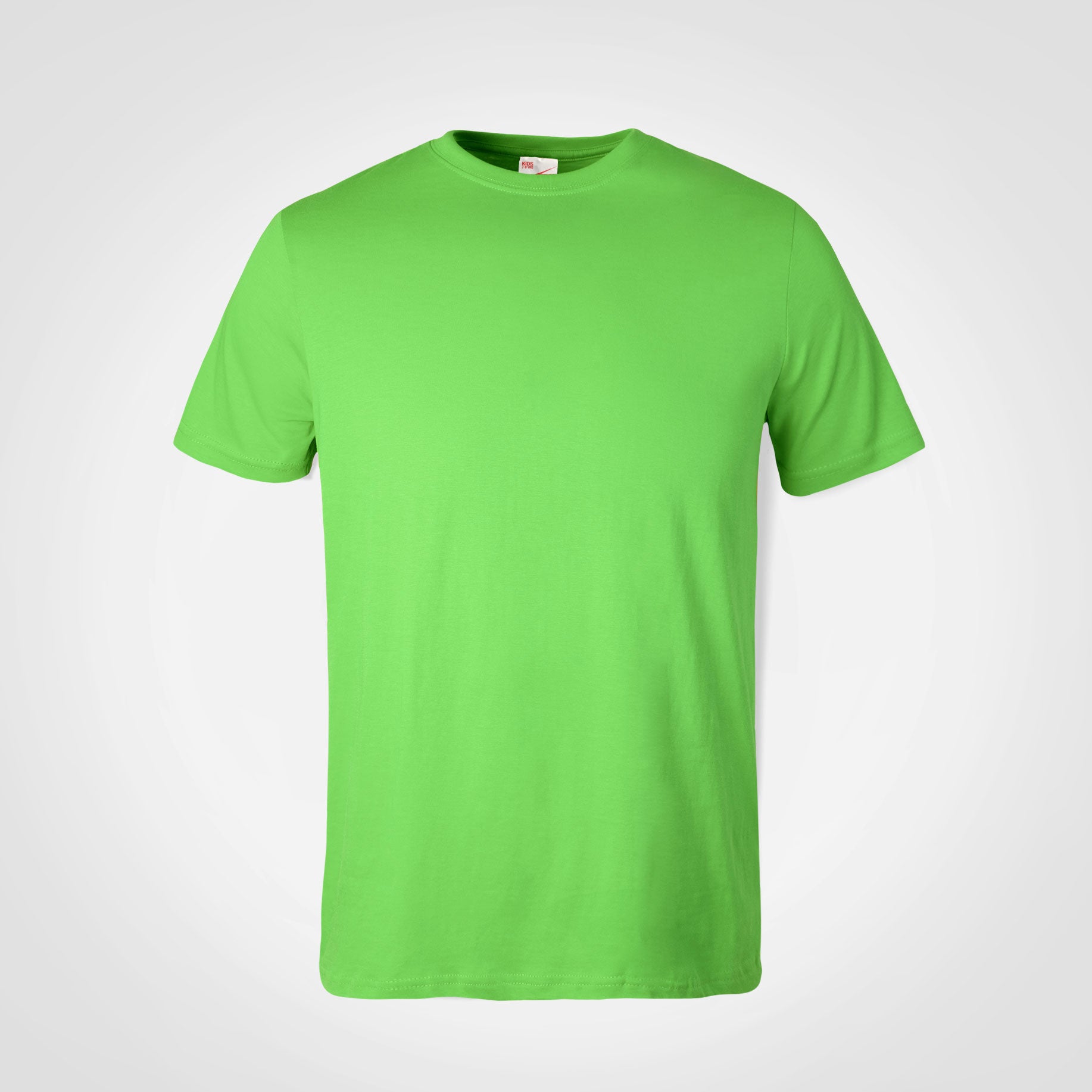 Kids crew-neck T-shirt in lime green, short sleeves, plain front