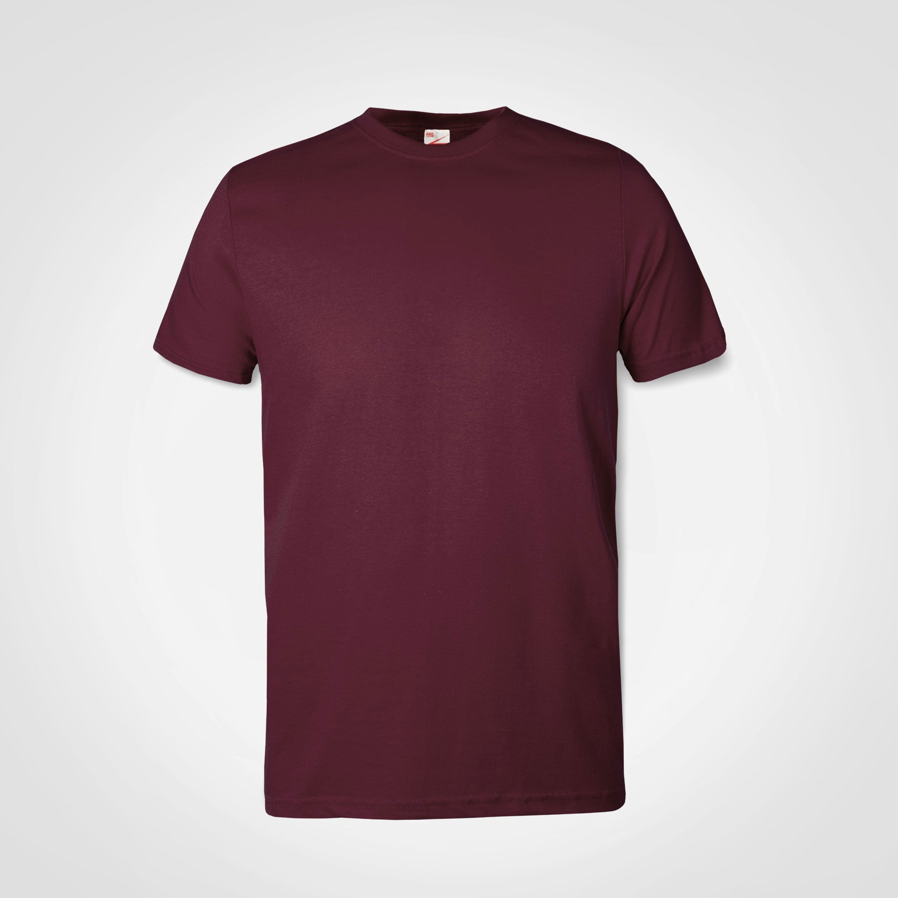 Kids crew-neck T-shirt in burgundy, short sleeves, plain front