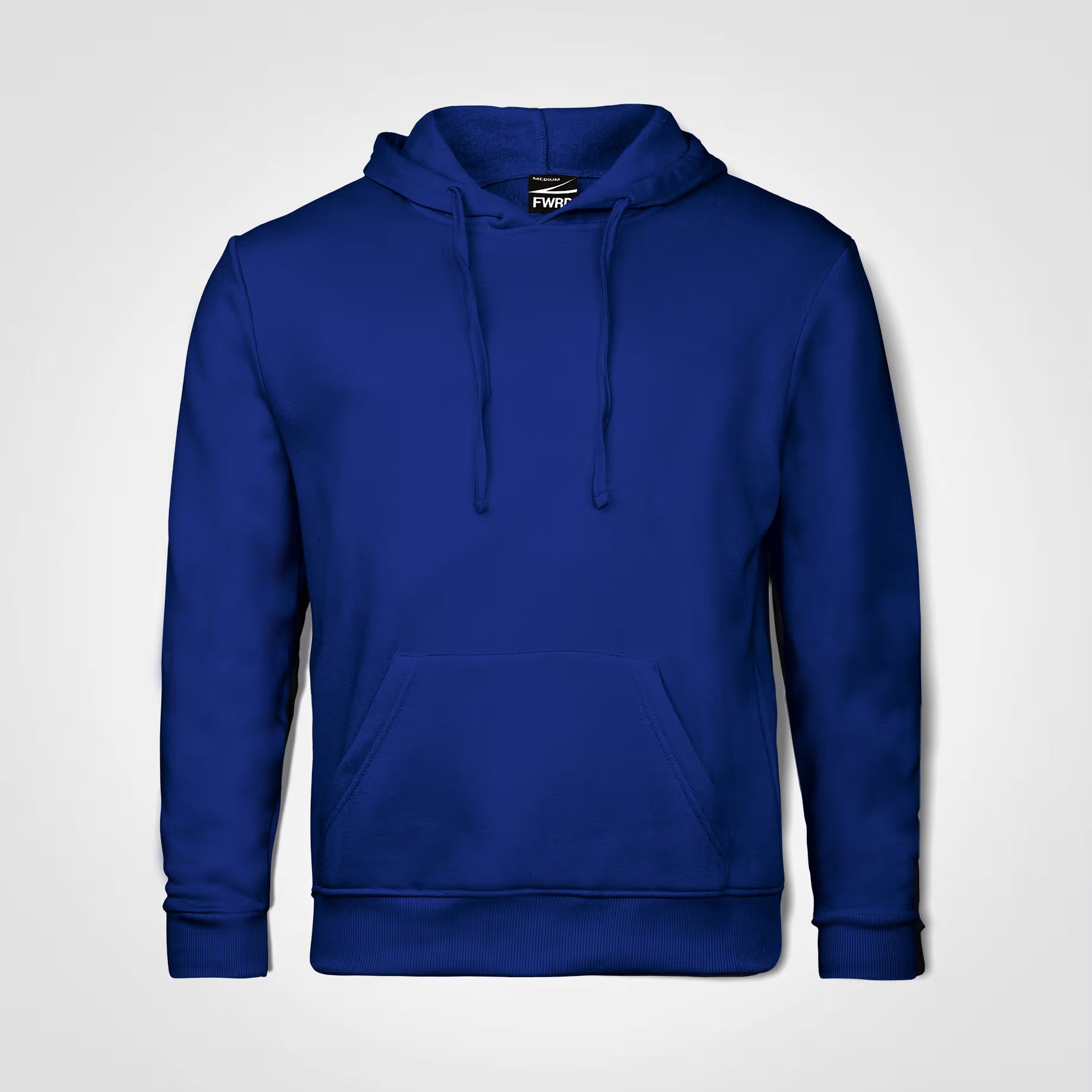 Royal blue Boston hoodie with pullover hood and drawstring, front kangaroo pocket
