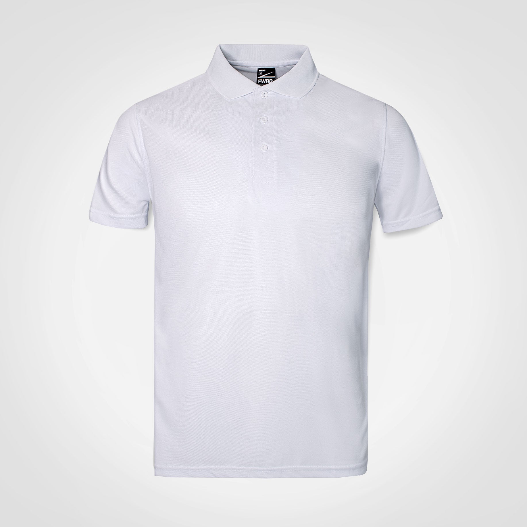Men's white short-sleeve polo shirt with button placket