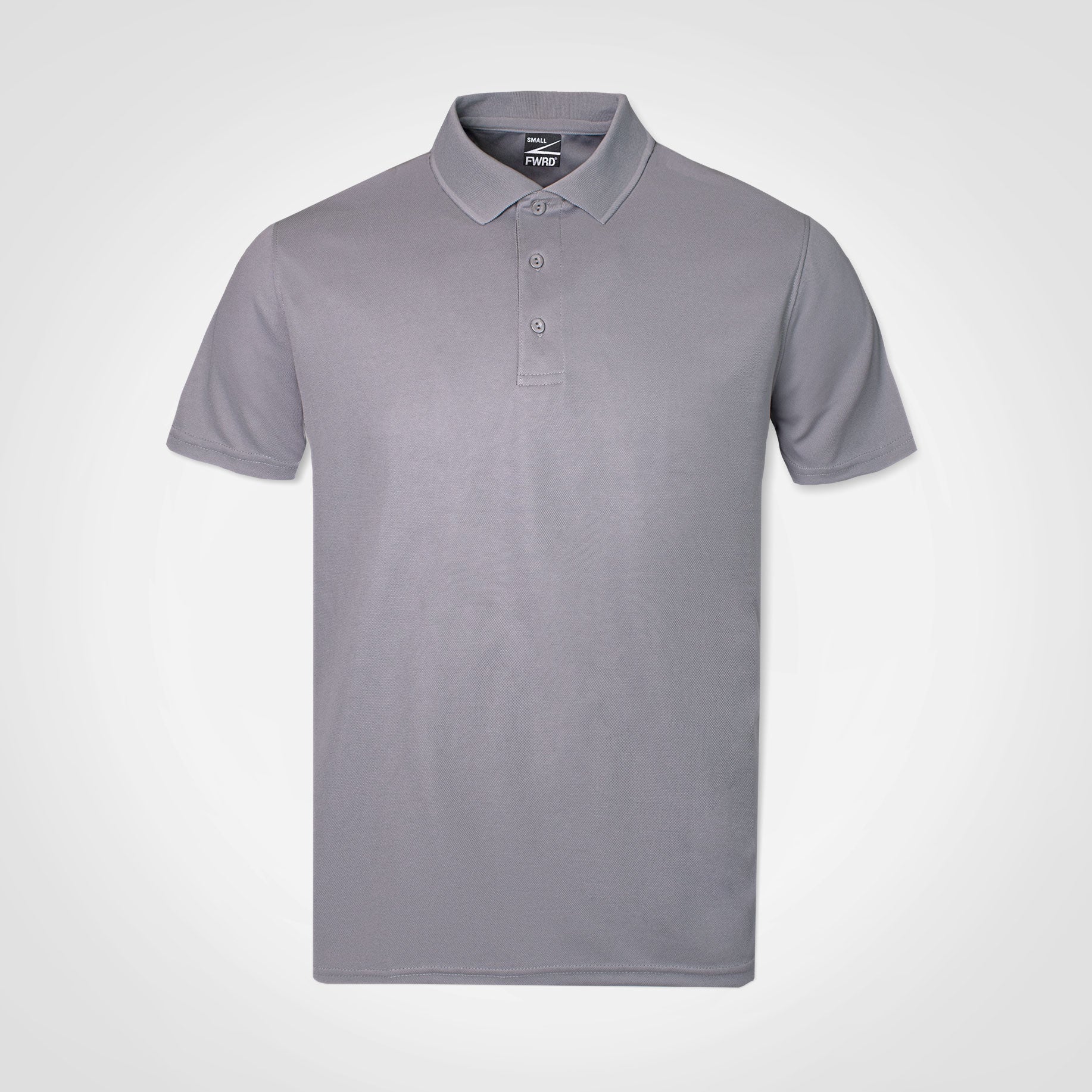 Men's gray short-sleeve polo shirt with button placket