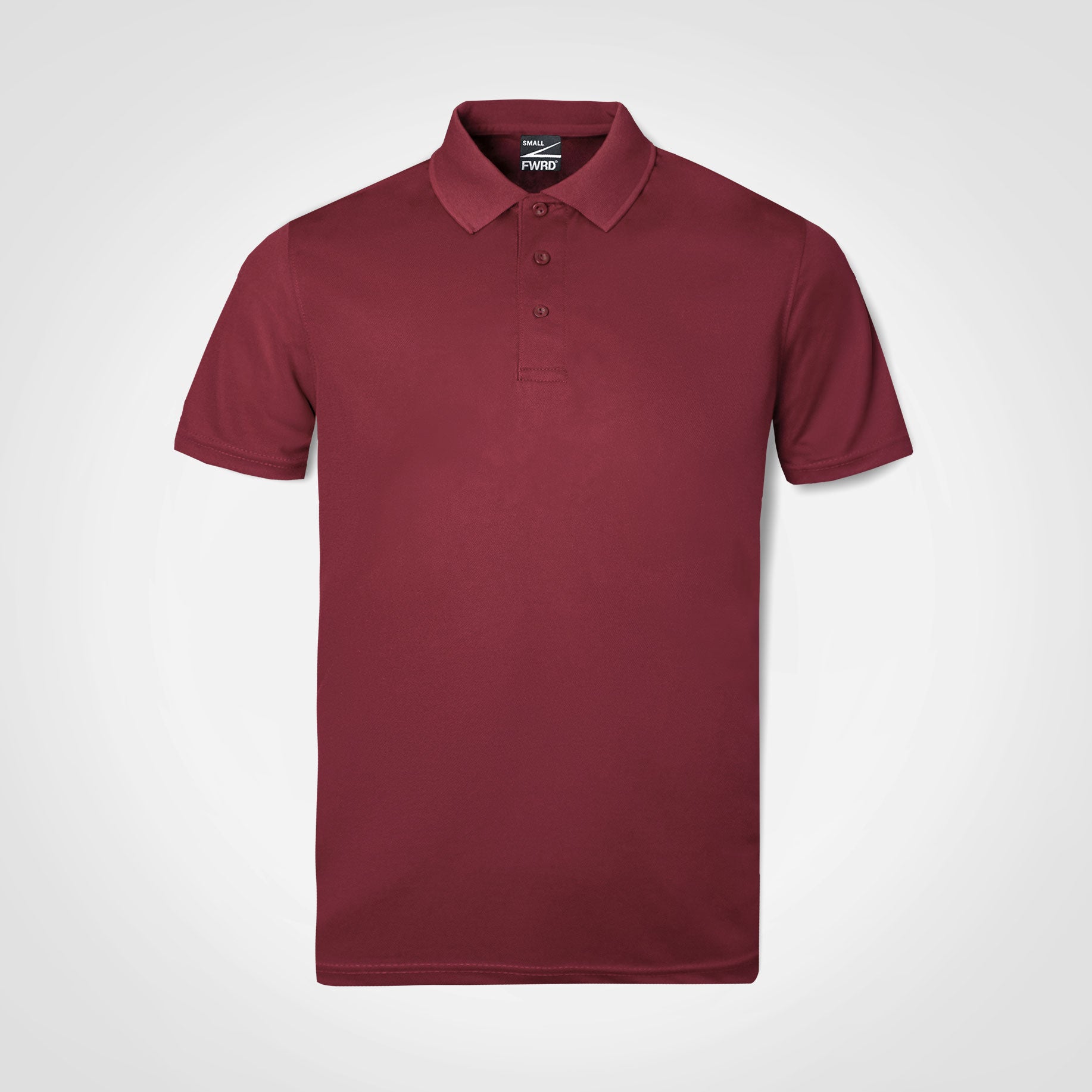 Men's burgundy short-sleeve polo shirt with button placket