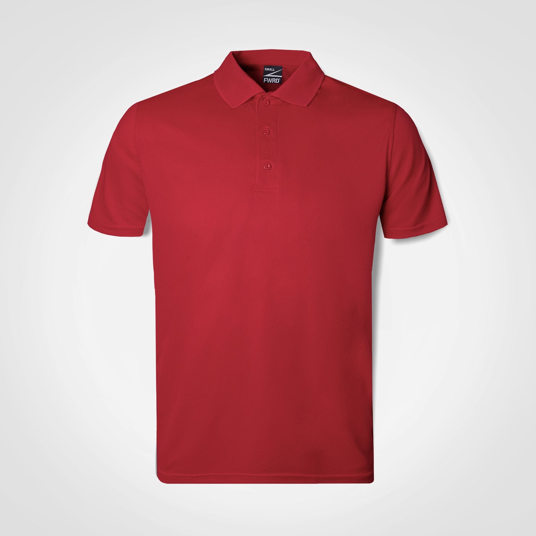Men's red short-sleeve polo shirt with button placket