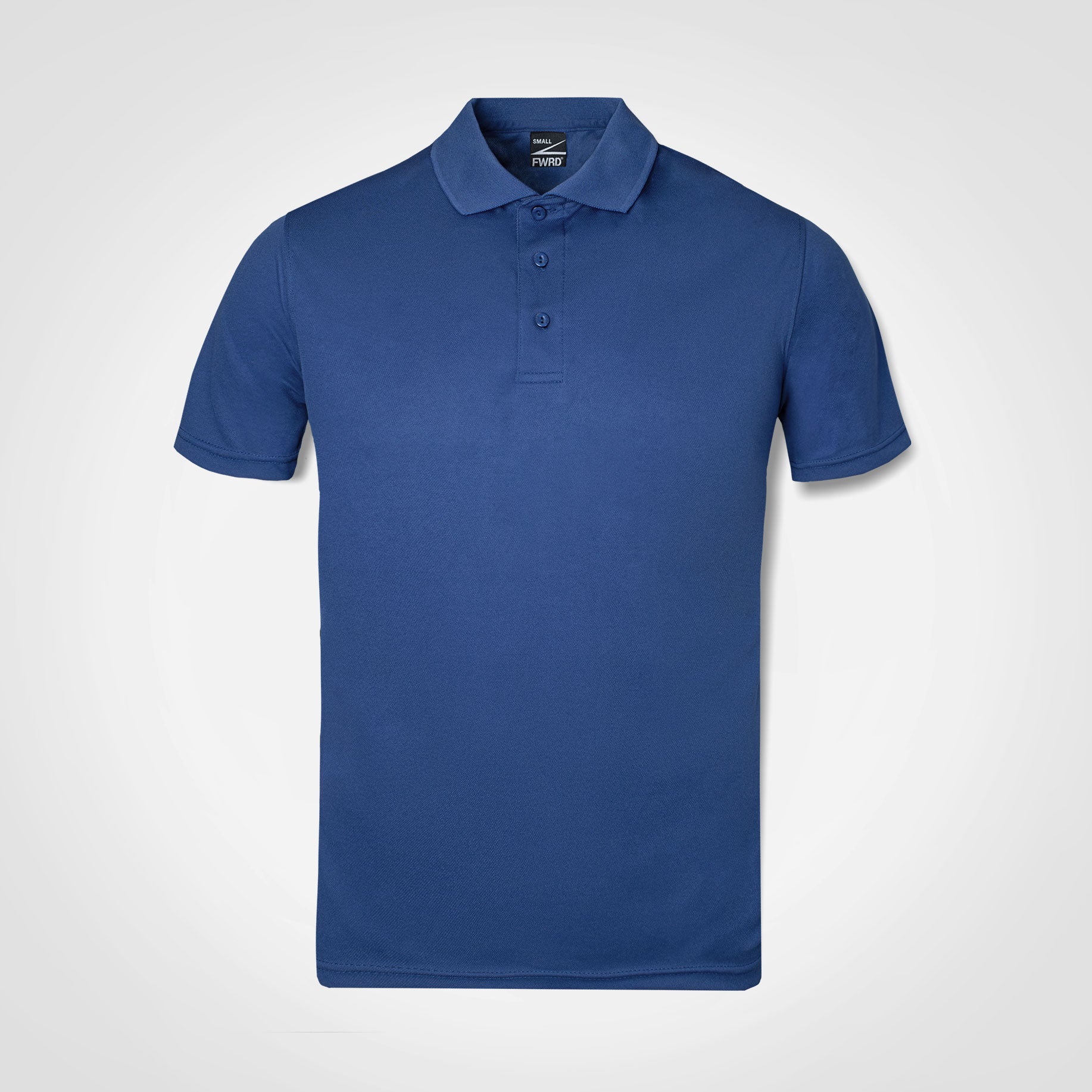 Men's royal blue short-sleeve polo shirt with button placket