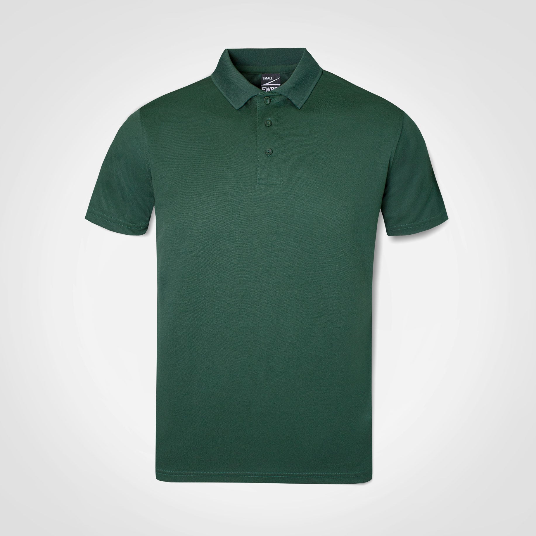 Men's olive short-sleeve polo shirt with button placket