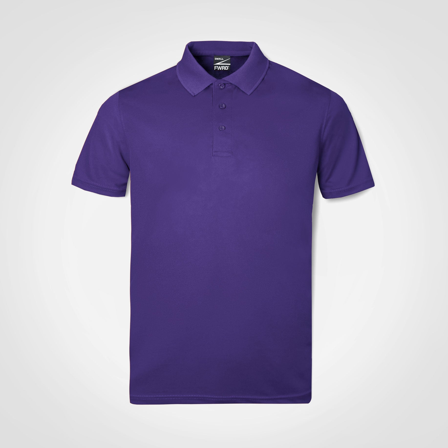 Men's polo shirt in purple with button placket and short sleeves