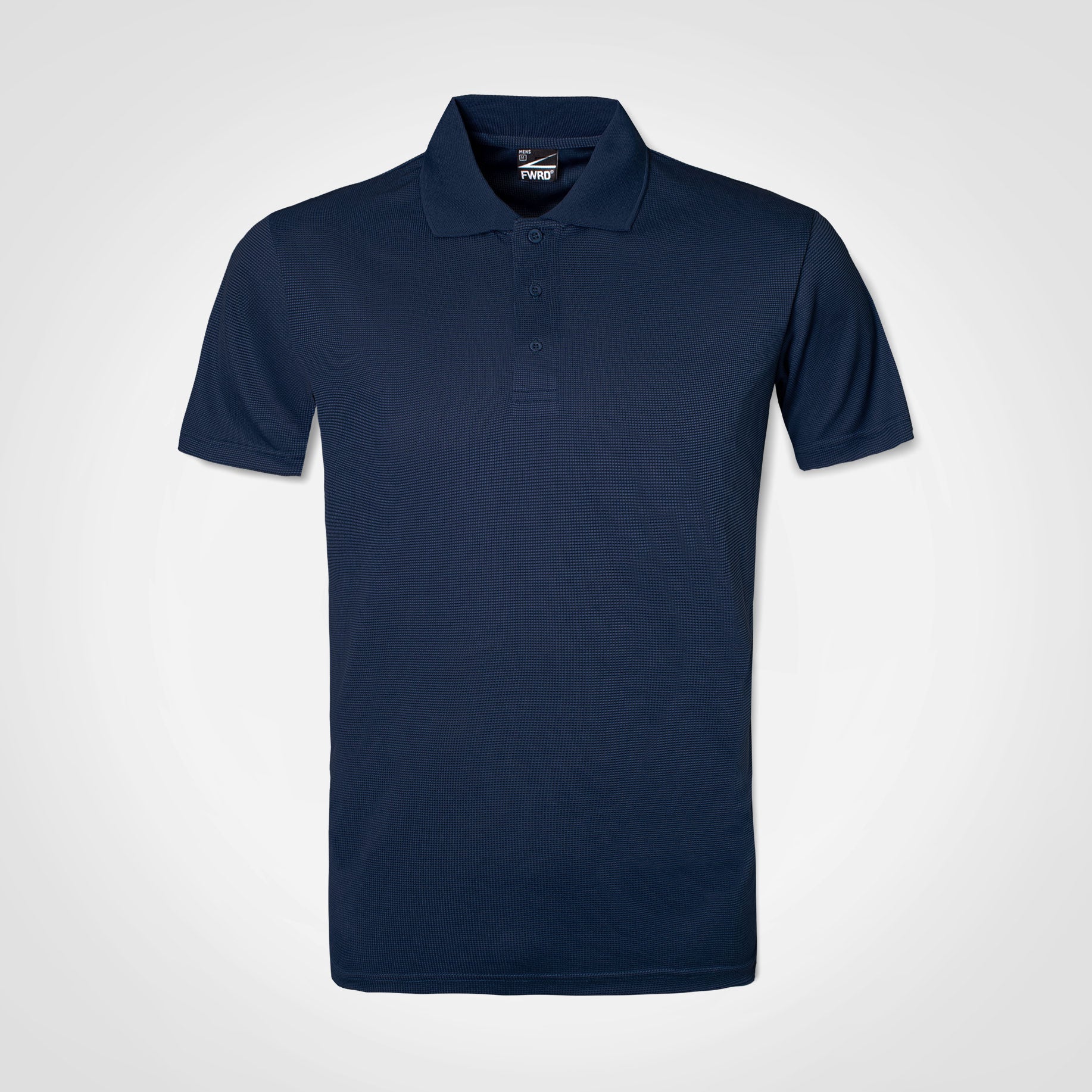 Men's golfer polo shirt in navy, short sleeves, buttoned polo collar