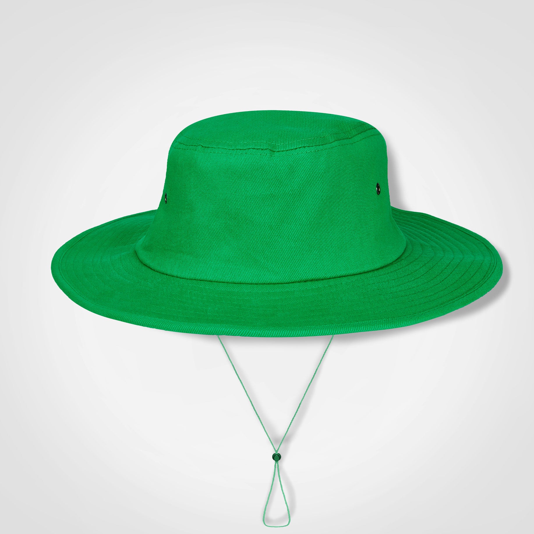 FWRD cricket hat in green with wide brim and chin drawcord