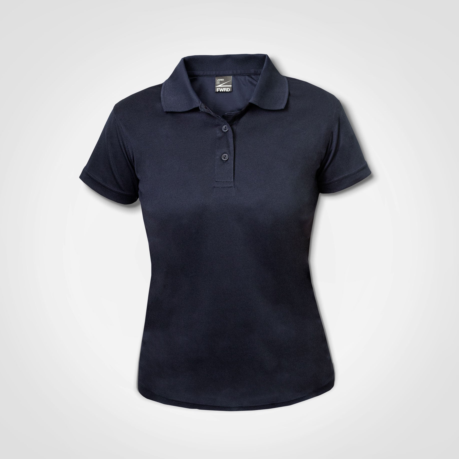 Ladies golf polo shirt with short sleeves, button placket and collar, navy