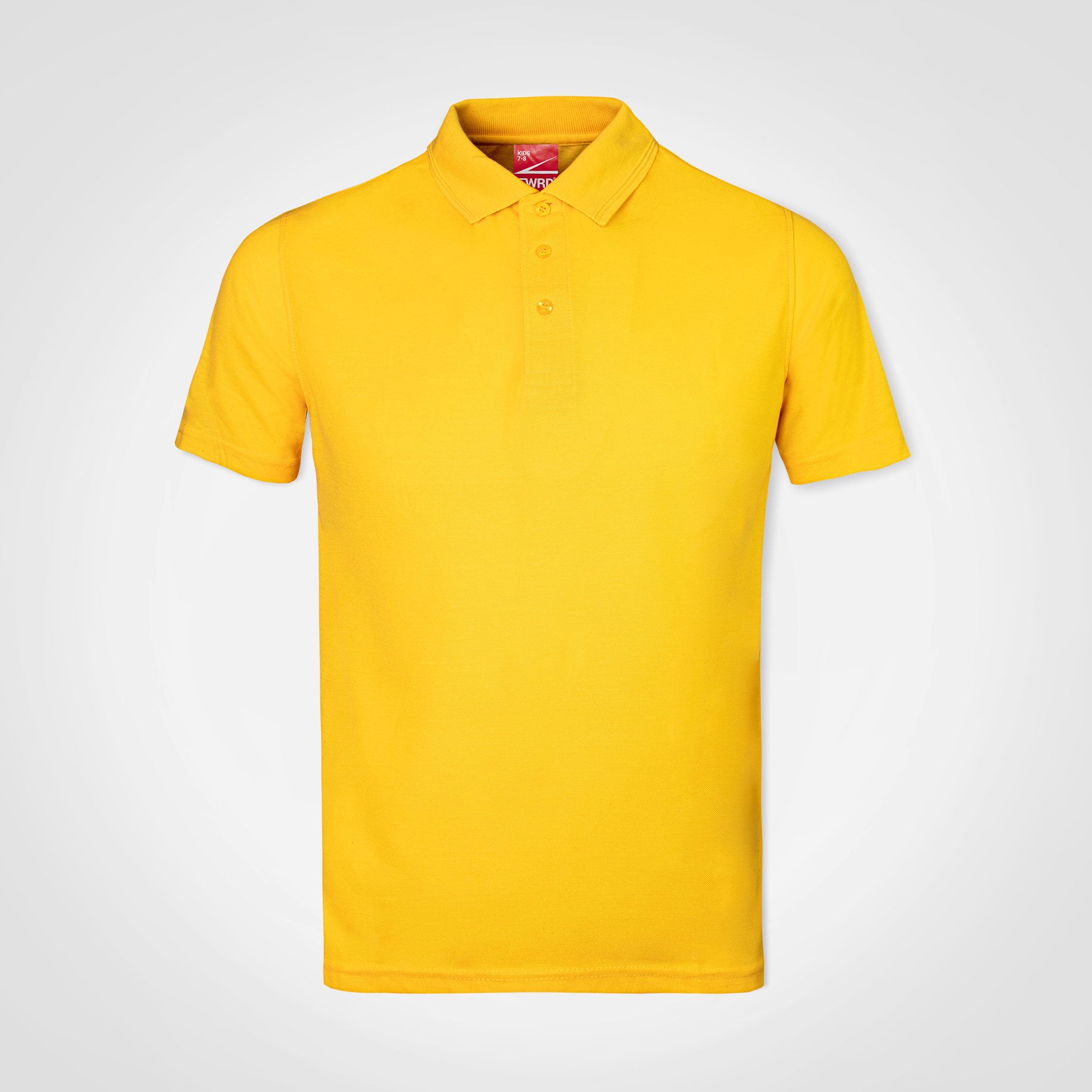 Kids polo shirt, yellow, short sleeves, button placket, knit collar
