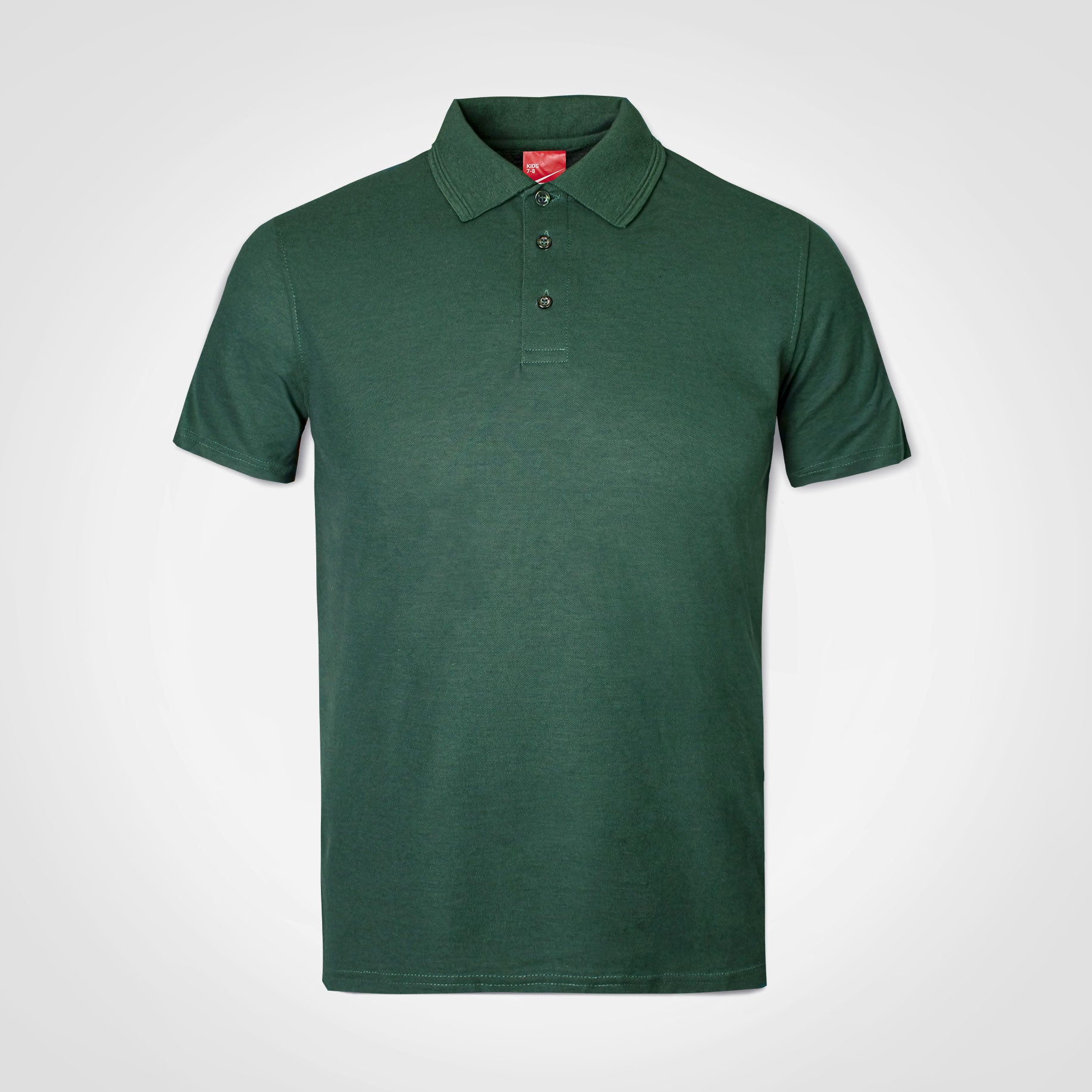 Kids polo shirt, green, short sleeves, button placket, knit collar