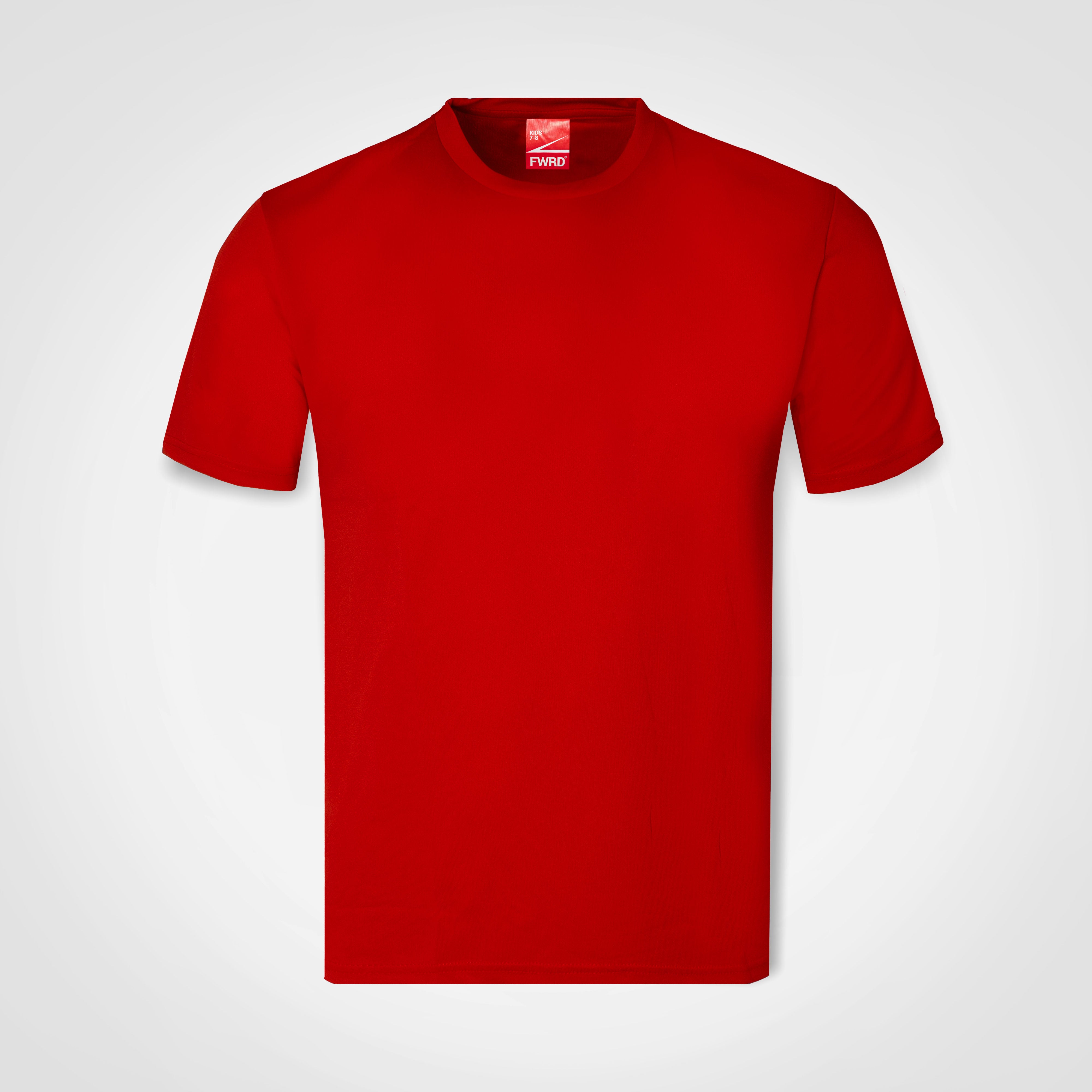 Kids' athletic T-shirt, red, crew neck, short sleeves