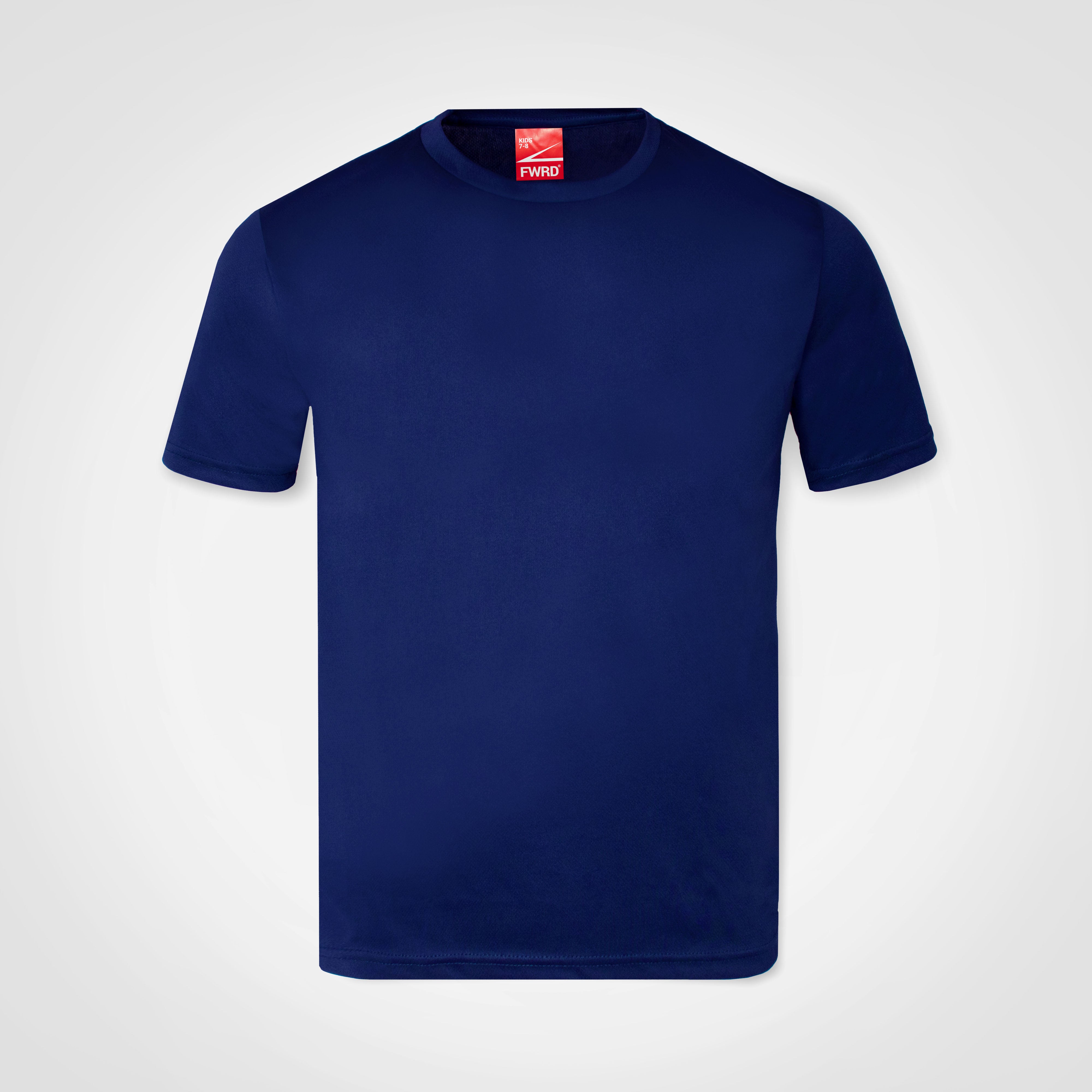 Kids' athletic T-shirt, royal blue, crew neck, short sleeves