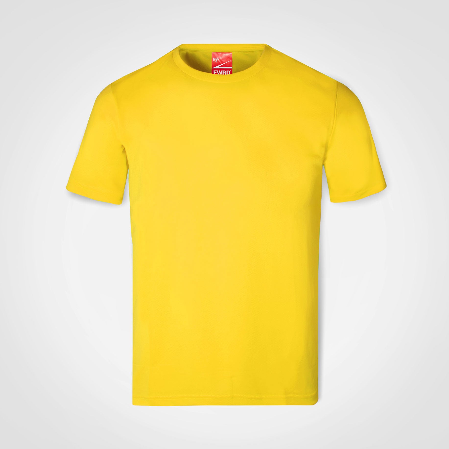 Kids' athletic T-shirt, yellow, crew neck, short sleeves