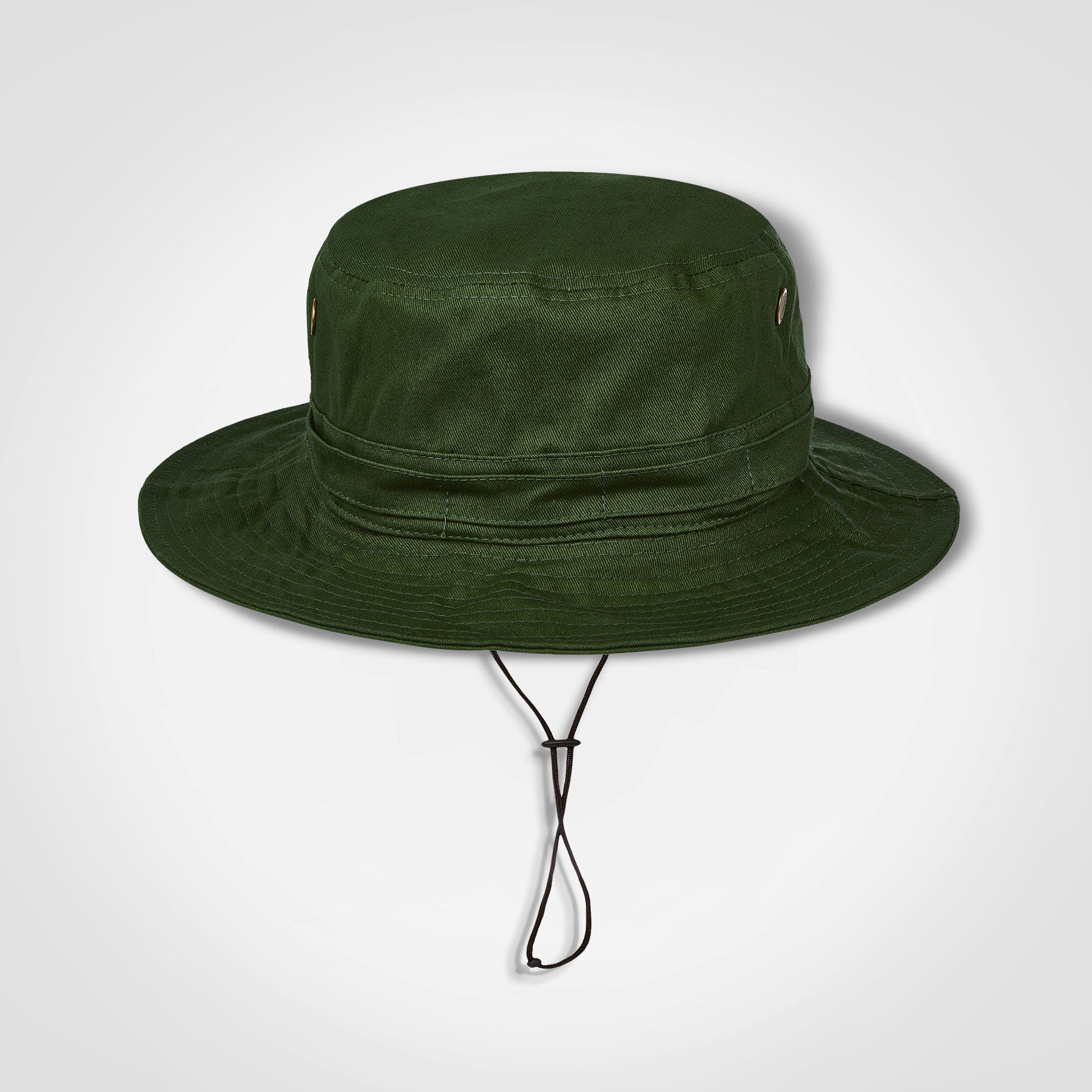 FWRD Ranger hat in dark green with wide brim and adjustable drawstring chin cord