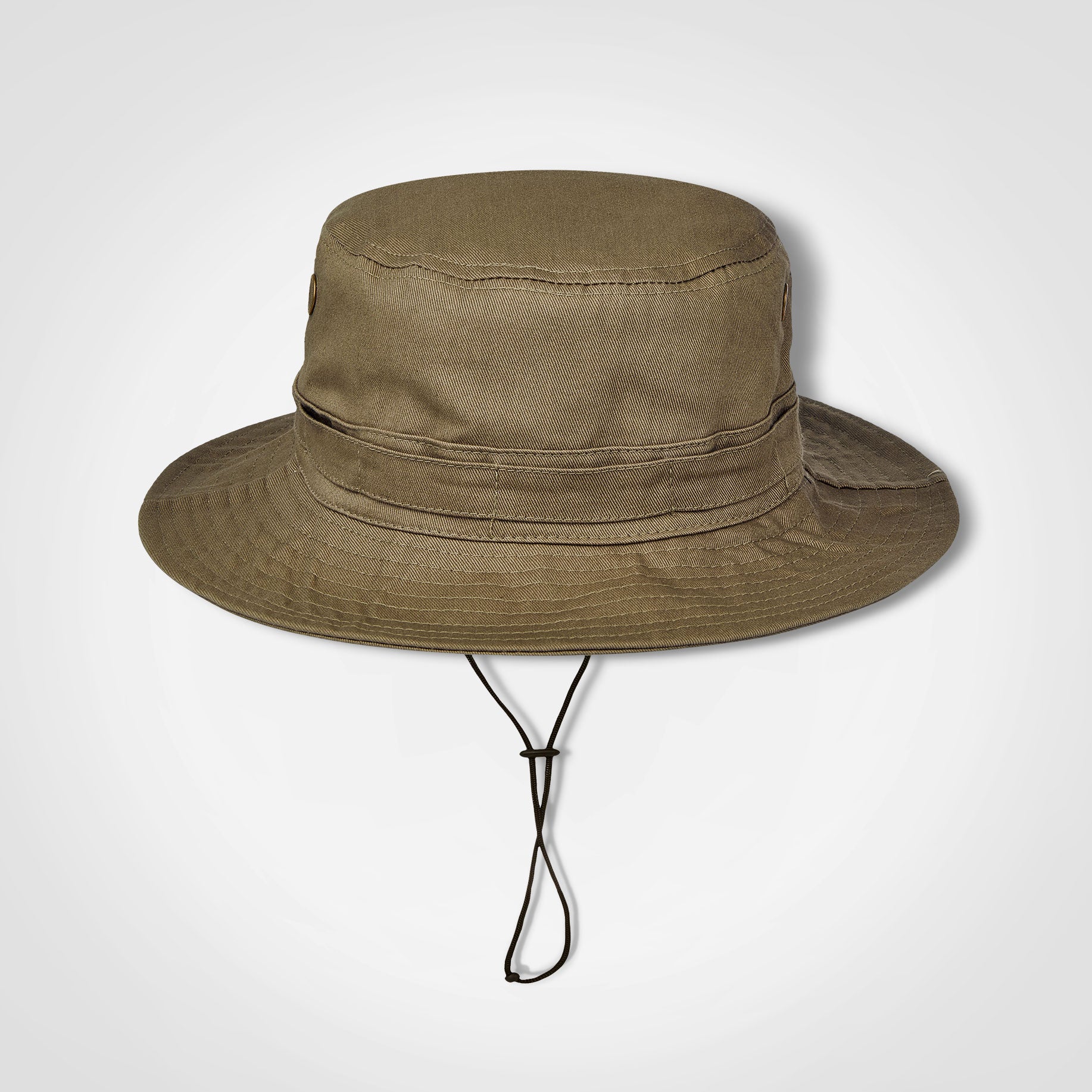 FWRD Ranger hat in olive-brown with wide brim and drawstring chin cord