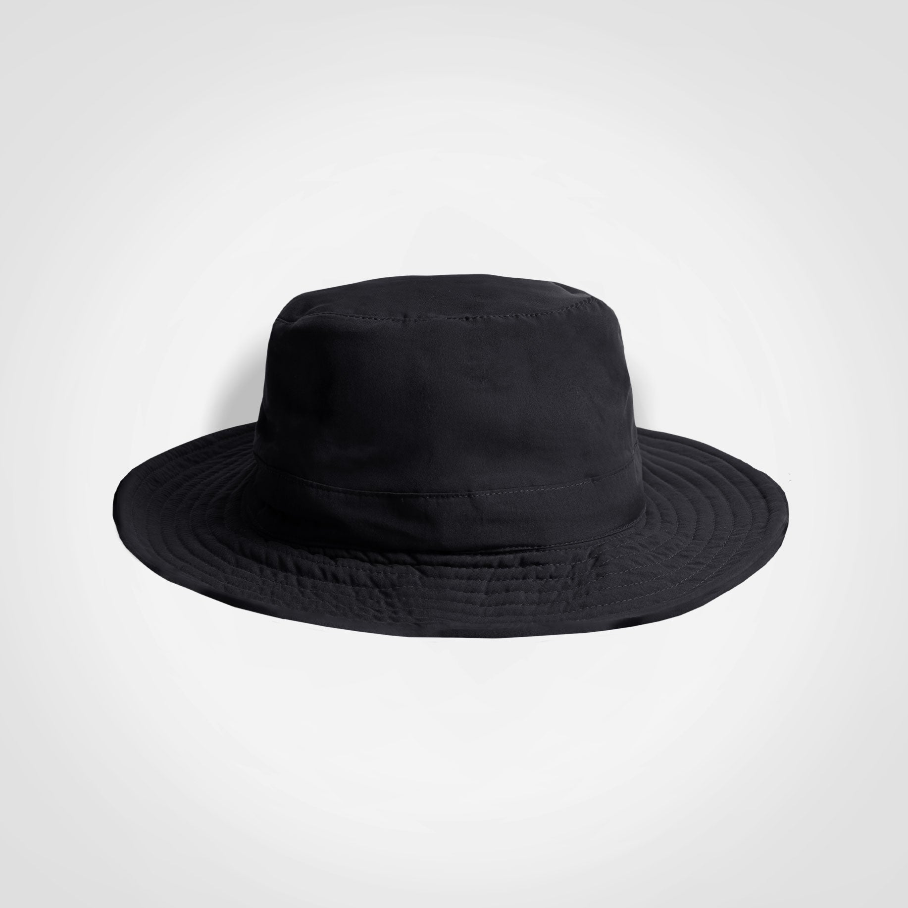 Black kids bucket hat with wide brim and rounded crown