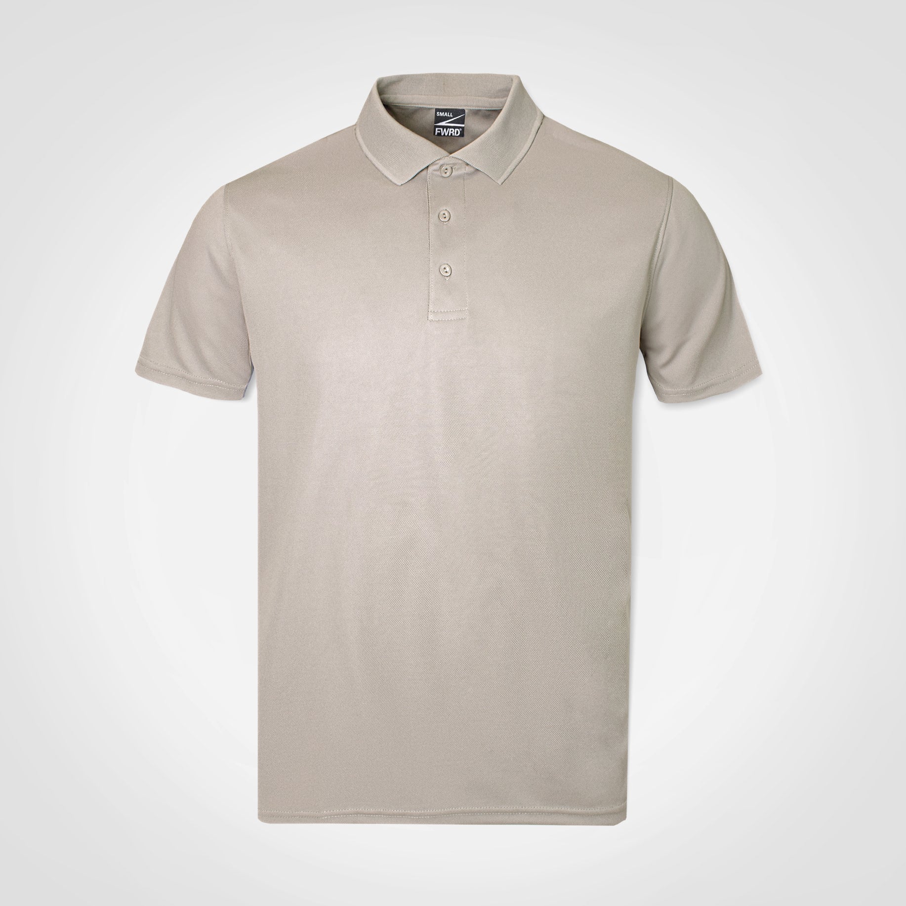 Men's polo shirt in beige with button placket and short sleeves