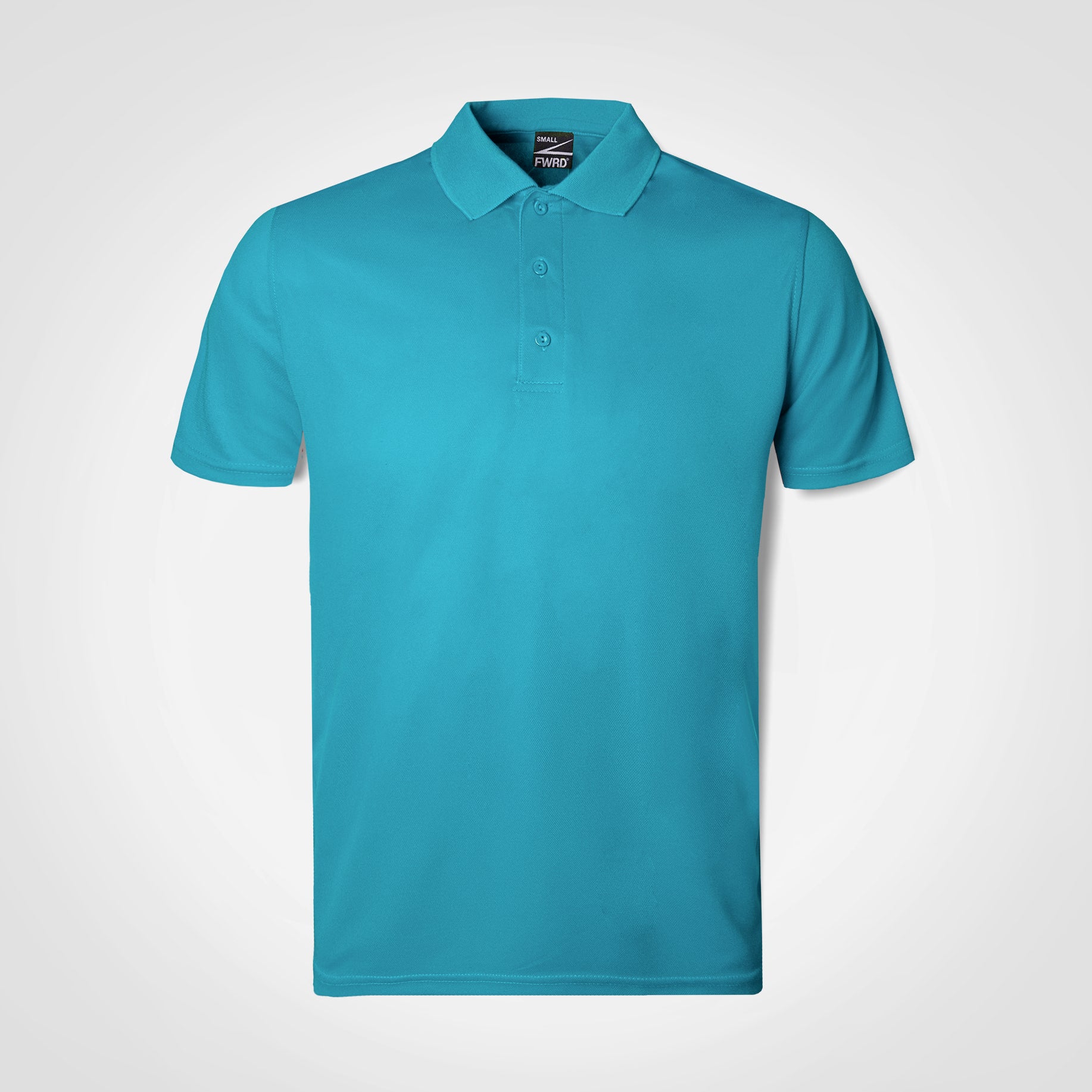 Men's polo shirt in turquoise with button placket and short sleeves