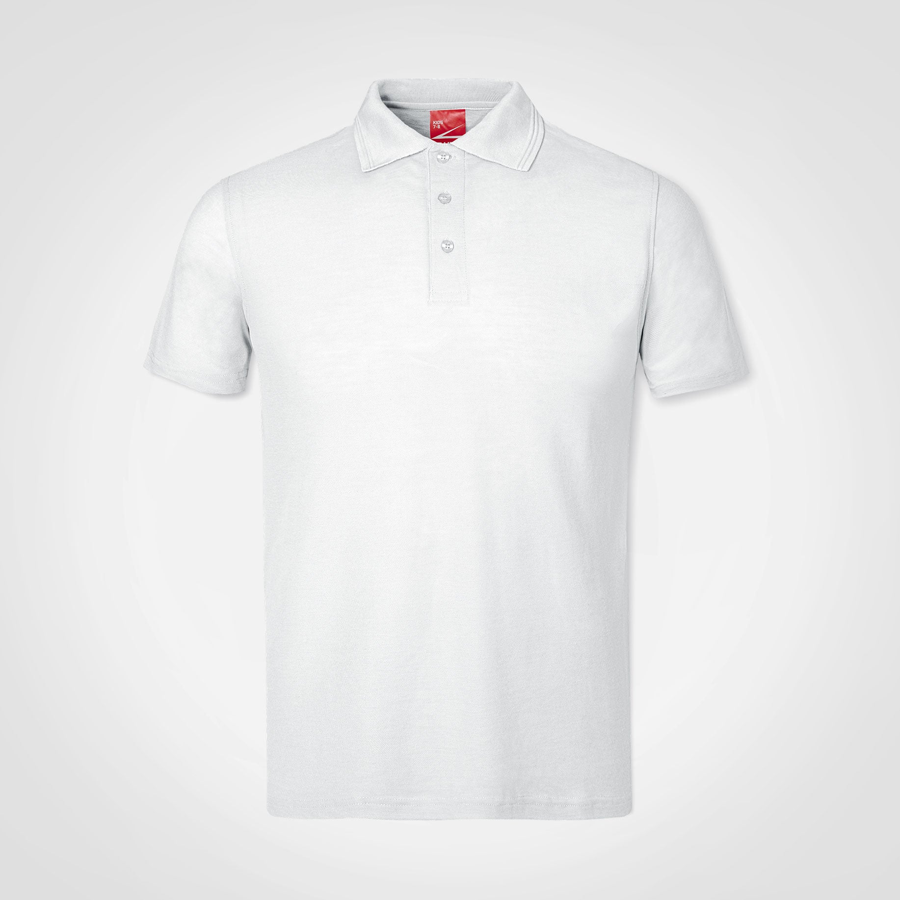 Kids white polo shirt with button placket and short sleeves