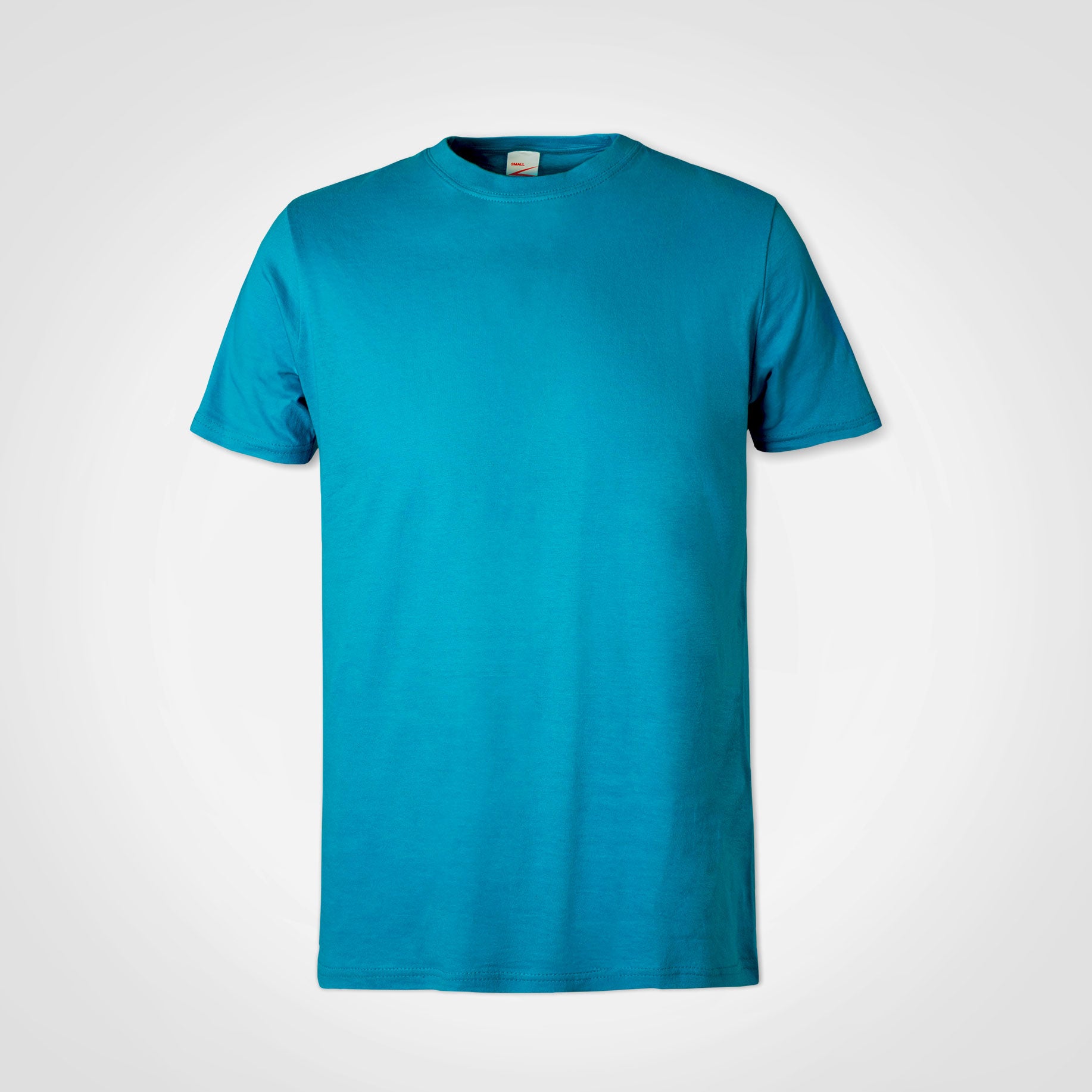 Crew-neck T-shirt, teal blue, short sleeves